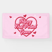 Banderoles Nom mignon Pink Retro Heart Bonne Première Période (Horizontal)