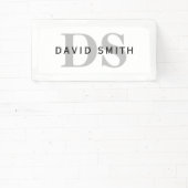 Banderoles Nom Moderne & Monogramme | Blanc Noir & Gris (Insitu)