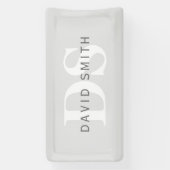 Banderoles Nom moderne & monogramme | Gris clair & blanc fonc (Verticale)