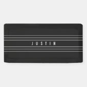 Banderoles Nom modifiable et bandes géométriques | Noir et bl (Horizontal)