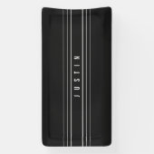 Banderoles Nom modifiable et bandes géométriques | Noir et bl (Verticale)