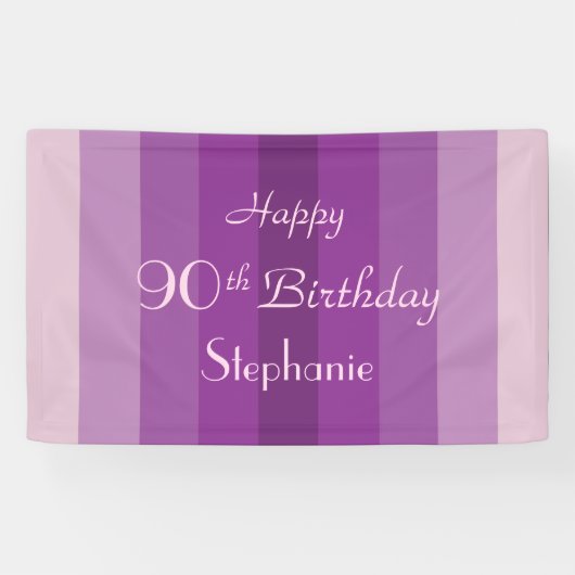 Banderoles Nom personnalisé 90e anniversaire Purple Stripes (Horizontal)