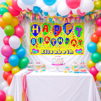 Banderoles Nom personnalisé coloré heureux anniversaire