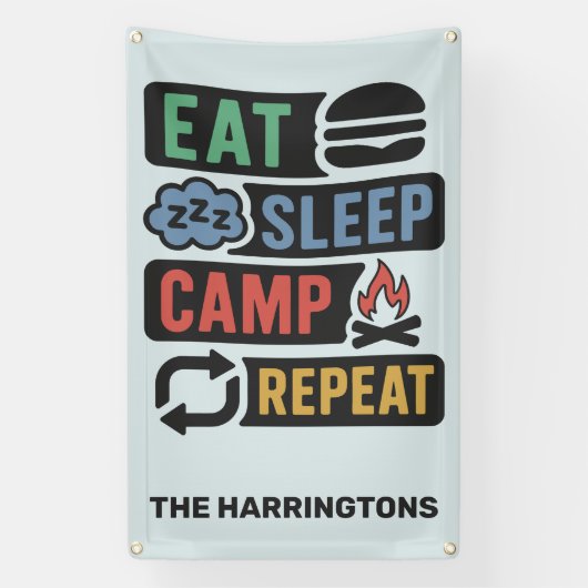 Banderoles Nom personnalisé et camping de couleur (Verticale)