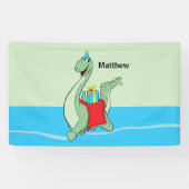 Banderoles Nom Personnalisé, Garçon, Dinosaure Anniversaire (Horizontal)