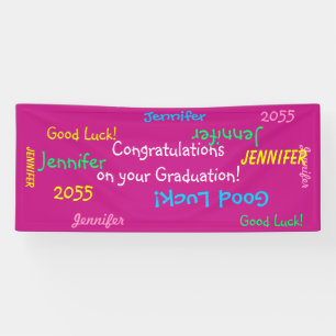 Banderoles Nom personnalisé Multi Color FUN Graduation