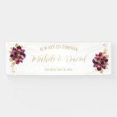 Banderoles Nom personnel élégant Date Blanc Or Bourgogne (Horizontal)