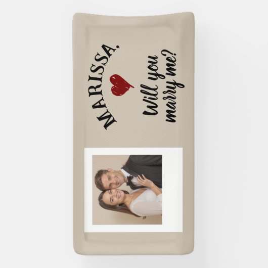 Banderoles Nom photo personnalisé Voulez-vous me marier propo (Verticale)