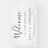 Banderoles Noms Mariages d'accueil Date Noir Blanc (Vertical)