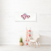 Banderoles Notes de clef musicale en treble avec des fleurs S (En situation)