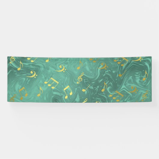 Banderoles notes de musique dorées dans l'essence (Horizontal)