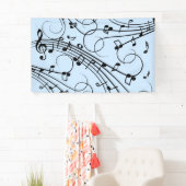 Banderoles Notes de musique fantaisie Bleu (En situation)
