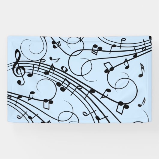 Banderoles Notes de musique fantaisie Bleu (Horizontal)