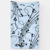 Banderoles Notes de musique fantaisie Bleu (Vertical)