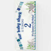 Banderoles Notre Bébé Requin Ajouter Votre Âge Enfant Anniver (Vertical)