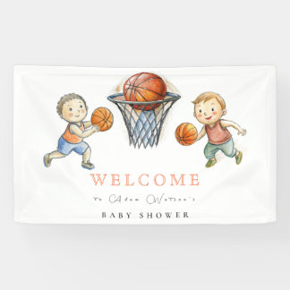 Banderoles Notre petit Baby shower de basket-ball de petite t