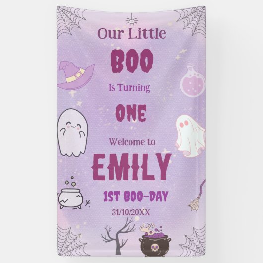 Banderoles Notre Petit Boo Halloween 1er Anniversaire (Vertical)