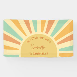 Banderoles notre petit soleil grand soleil avec rayons annive