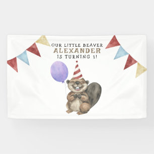 Banderoles Notre petite fête d'anniversaire de 1 an de Beaver