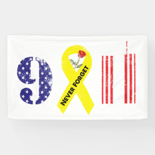 Banderoles N'oubliez jamais 9 11 Ruban jaune