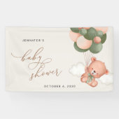 Banderoles Nounours, Ballons Verts, Bienvenue à la Baby Showe (Horizontal)