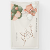 Banderoles Nounours, Ballons Verts, Bienvenue à la Baby Showe (Vertical)