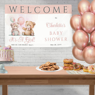 Banderoles Nounours C'est un Baby shower d'attente pour fille