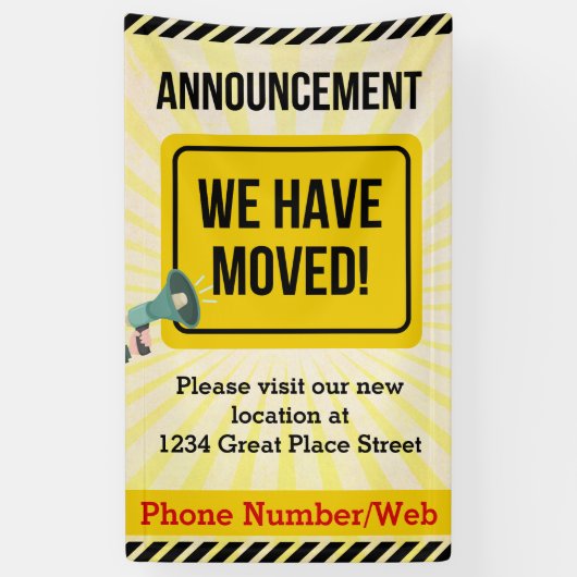 Banderoles Nous avons déplacé les annonces sur mesure Déplace (Vertical)