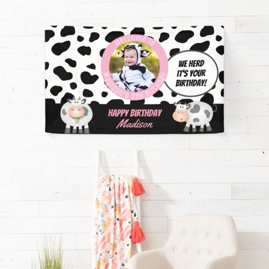 Banderoles Nous avons Herd C'est votre vache d'anniversaire B (En situation)