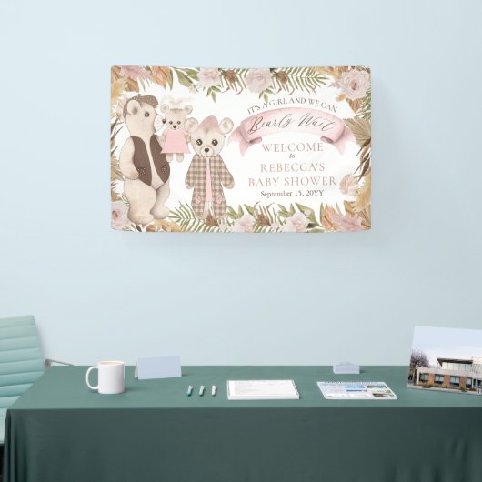 Banderoles Nous pouvons attendre avant Boho Ours Famille Baby (Salon professionnel)