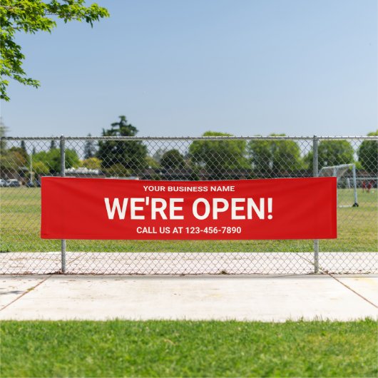 Banderoles Nous sommes Open Bold Red Business (En situation)