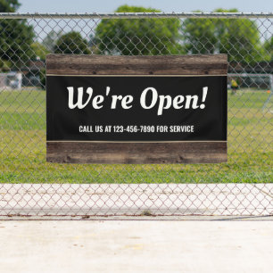 Banderoles Nous sommes Open Business Wood Rustic