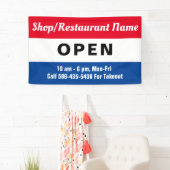 Banderoles Nous sommes Open Sign, Business Name, Heures Custo (En situation)