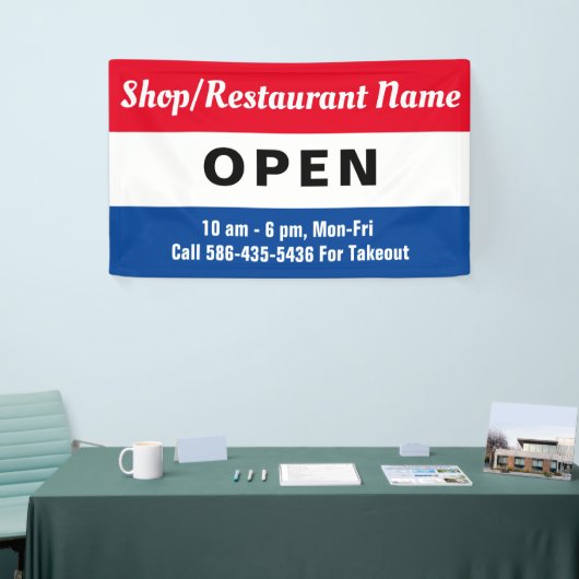 Banderoles Nous sommes Open Sign, Business Name, Heures Custo (Salon professionnel)