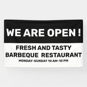 Banderoles Nous sommes Open Sign en noir et blanc