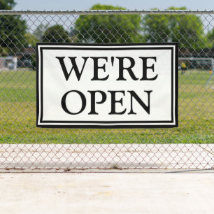 Banderoles Nous sommes Open Simple Black and White Business