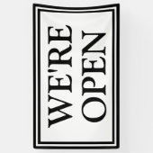 Banderoles Nous sommes Open Simple Black and White Business (Vertical)