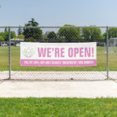 Banderoles Nous sommes ouvert beauté affaires rose blanc logo (En situation)