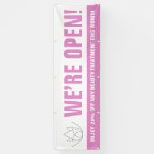 Banderoles Nous sommes ouvert beauté affaires rose blanc logo (Vertical)