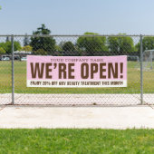 Banderoles Nous sommes ouvert beauté affaires rose brun blanc (En situation)