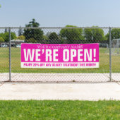 Banderoles Nous sommes ouvert beauté entreprise rose blanc si (En situation)