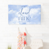 Banderoles Nous Sommes Sur Cloud Neuf Baby shower Bleu (En situation)