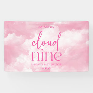Banderoles Nous Sommes Sur Cloud Neuf Baby shower Rose