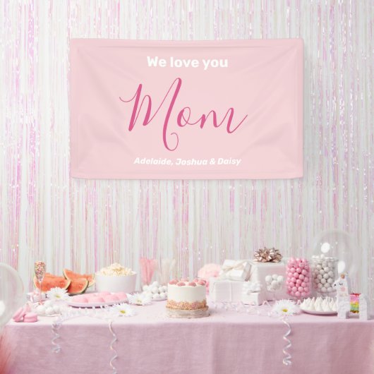 Banderoles Nous t'aimons Maman Pink Minimalist (Fête)