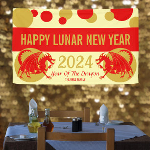 Banderoles Nouvel An Lunaire 2024 Red Dragon mignonne Party B