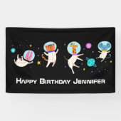 Banderoles Nouvel anniversaire de la mignonne astronaute (Horizontal)