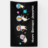 Banderoles Nouvel anniversaire de la mignonne astronaute (Vertical)