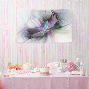 Banderoles Nouvelle vie, fantaisie d'art fractal abstrait col