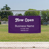 Banderoles Now Open Business Name Phone Website Purple (Insitu)