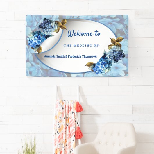 Banderoles Nuances d'aquarelle bleue Hydrangeas (En situation)